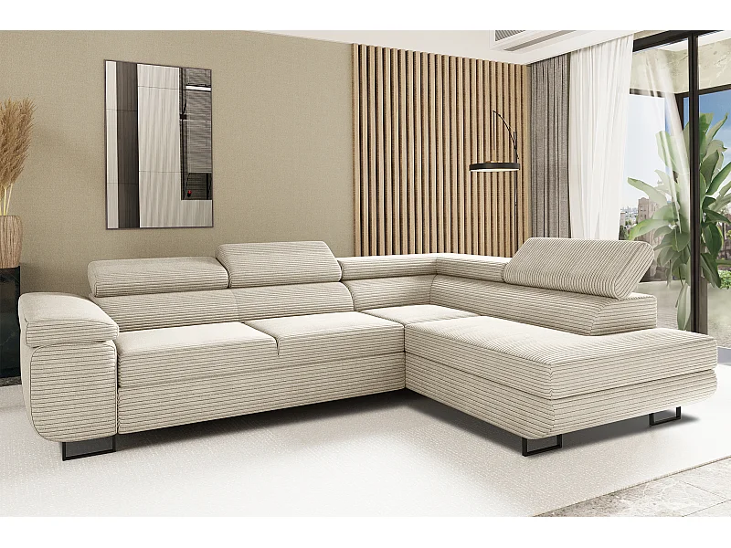 Ecksofa ATOMIC Mit Schlaffunktion, Stoff Poso, Beige, Rechts