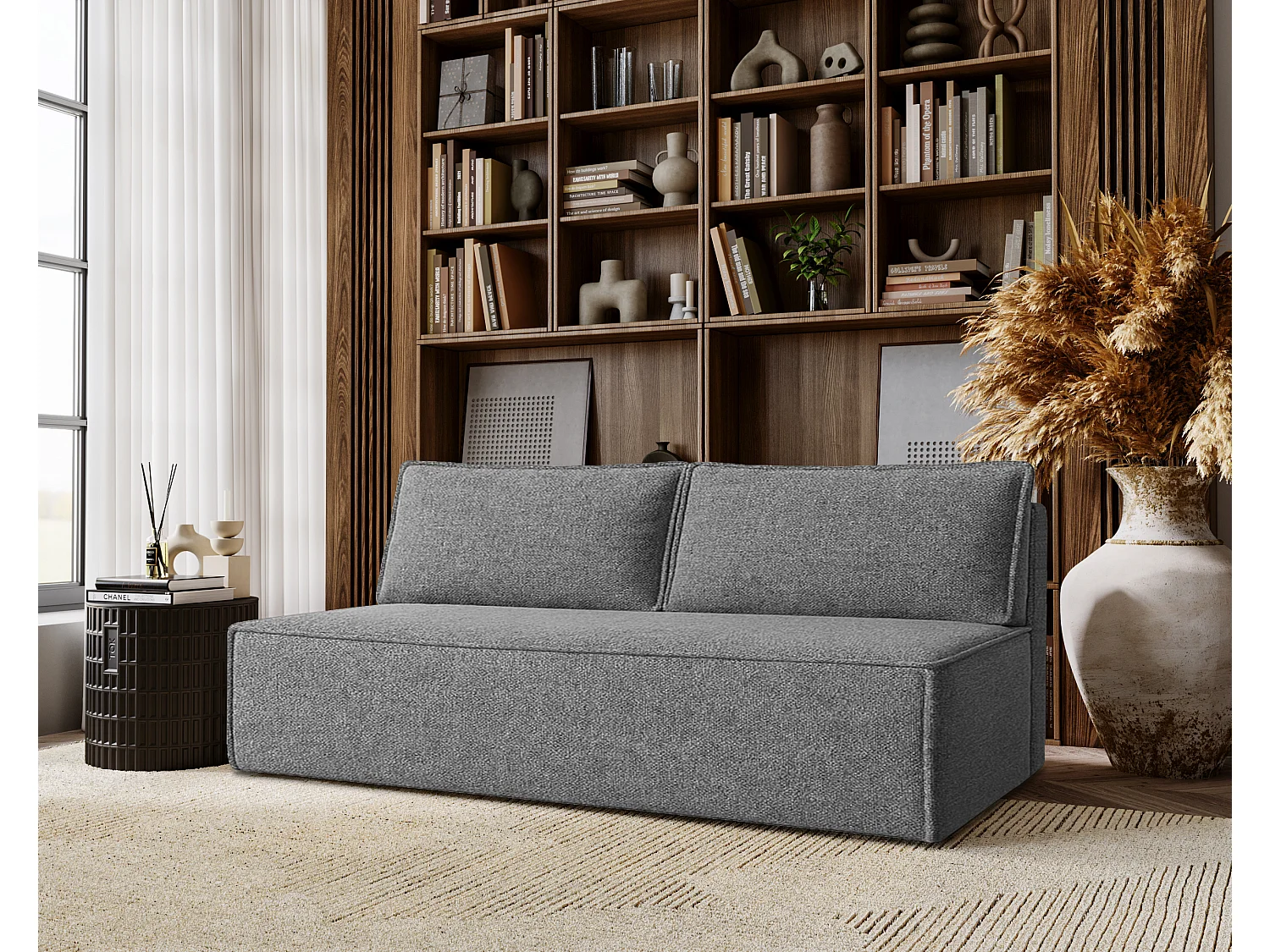 Canapé-lit DUO avec fonction couchage, tissu Verita, acier