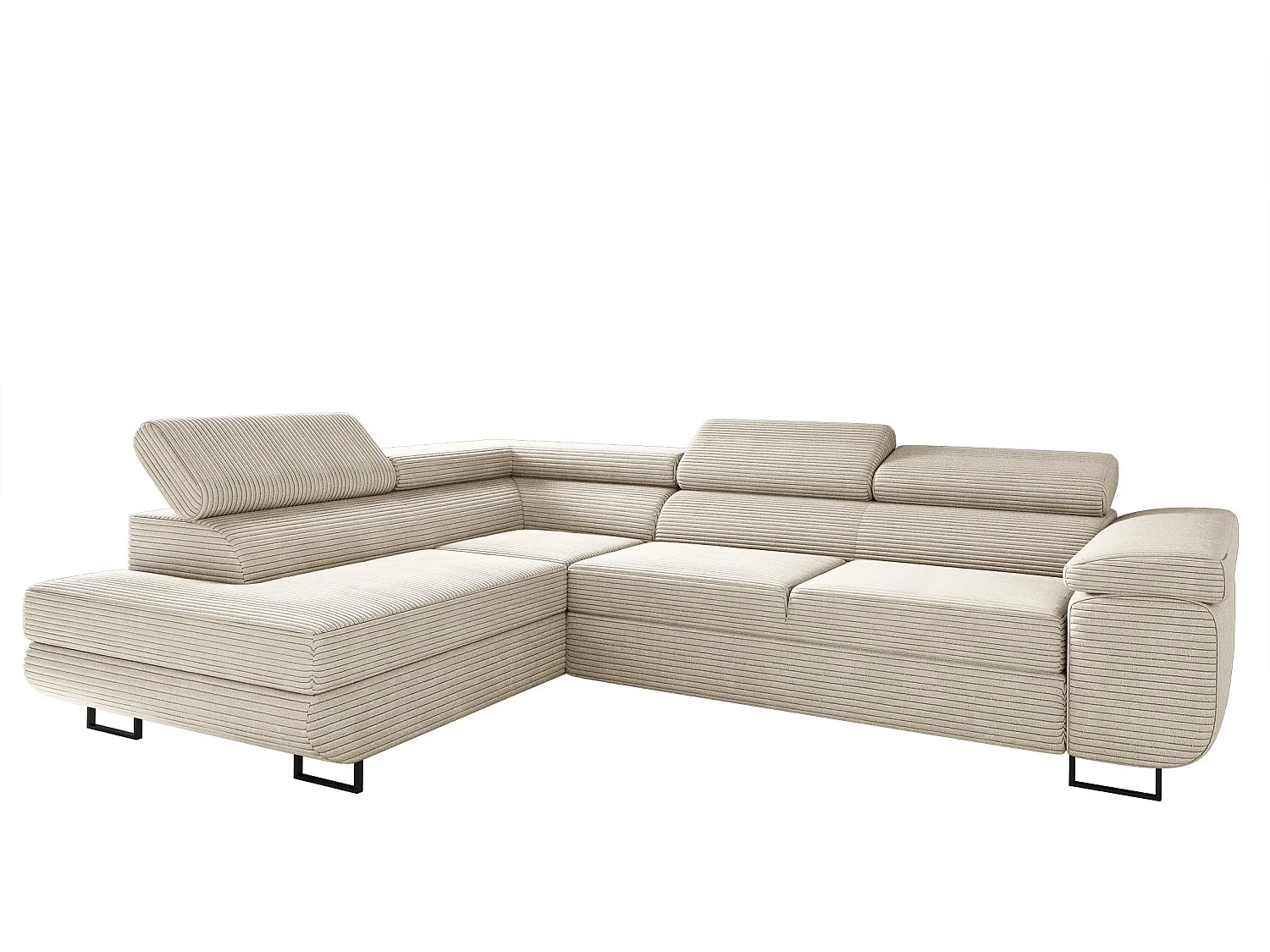 Canapé d'angle ATOMIC avec fonction couchage, tissu Poso, beige, gauche