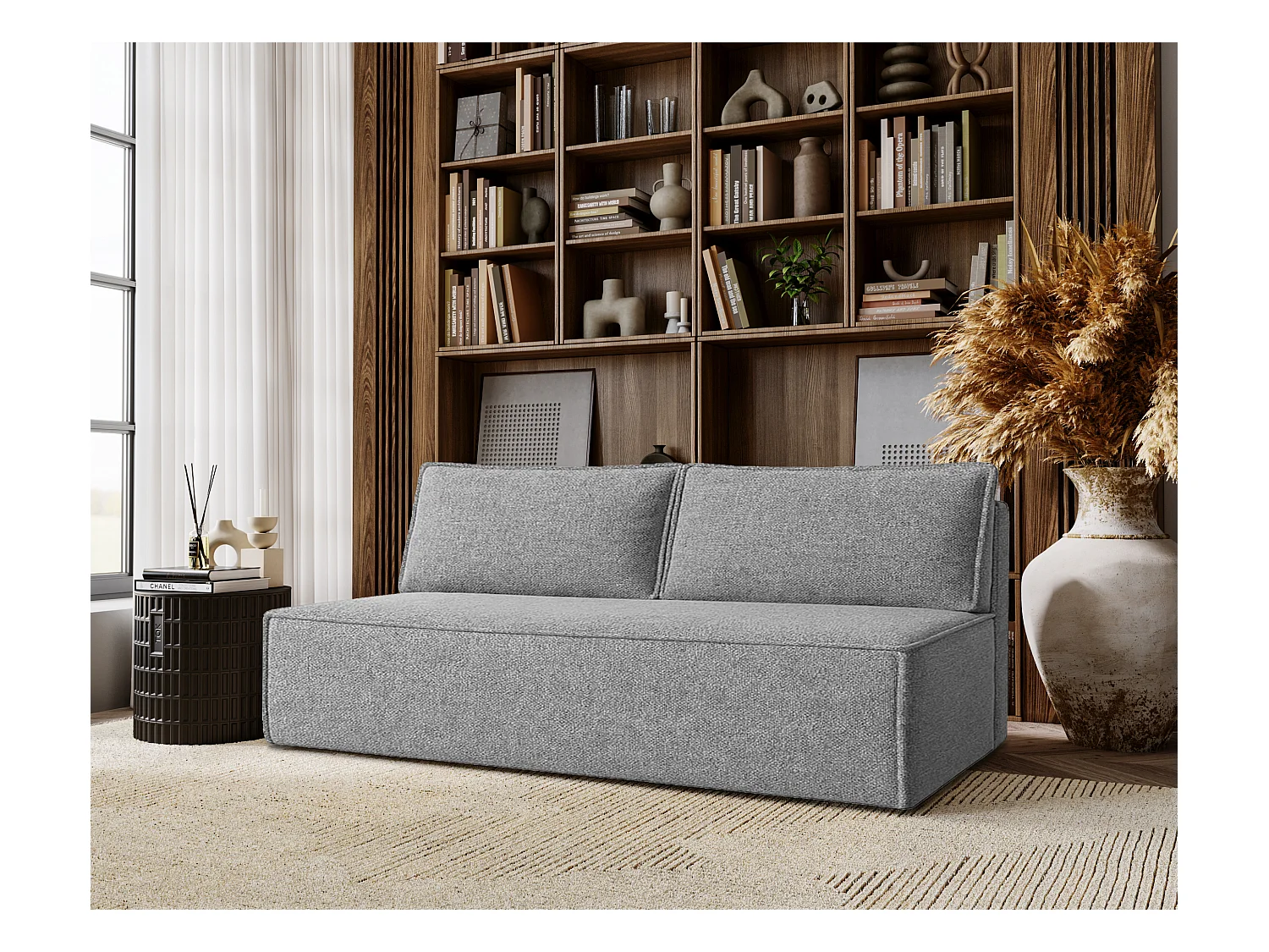 Canapé-lit DUO avec fonction couchage, tissu Verita, gris