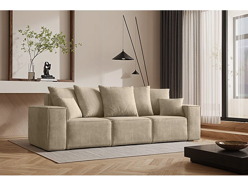 Bank, driezitsbank ELLA, stof Noel, lichtbeige