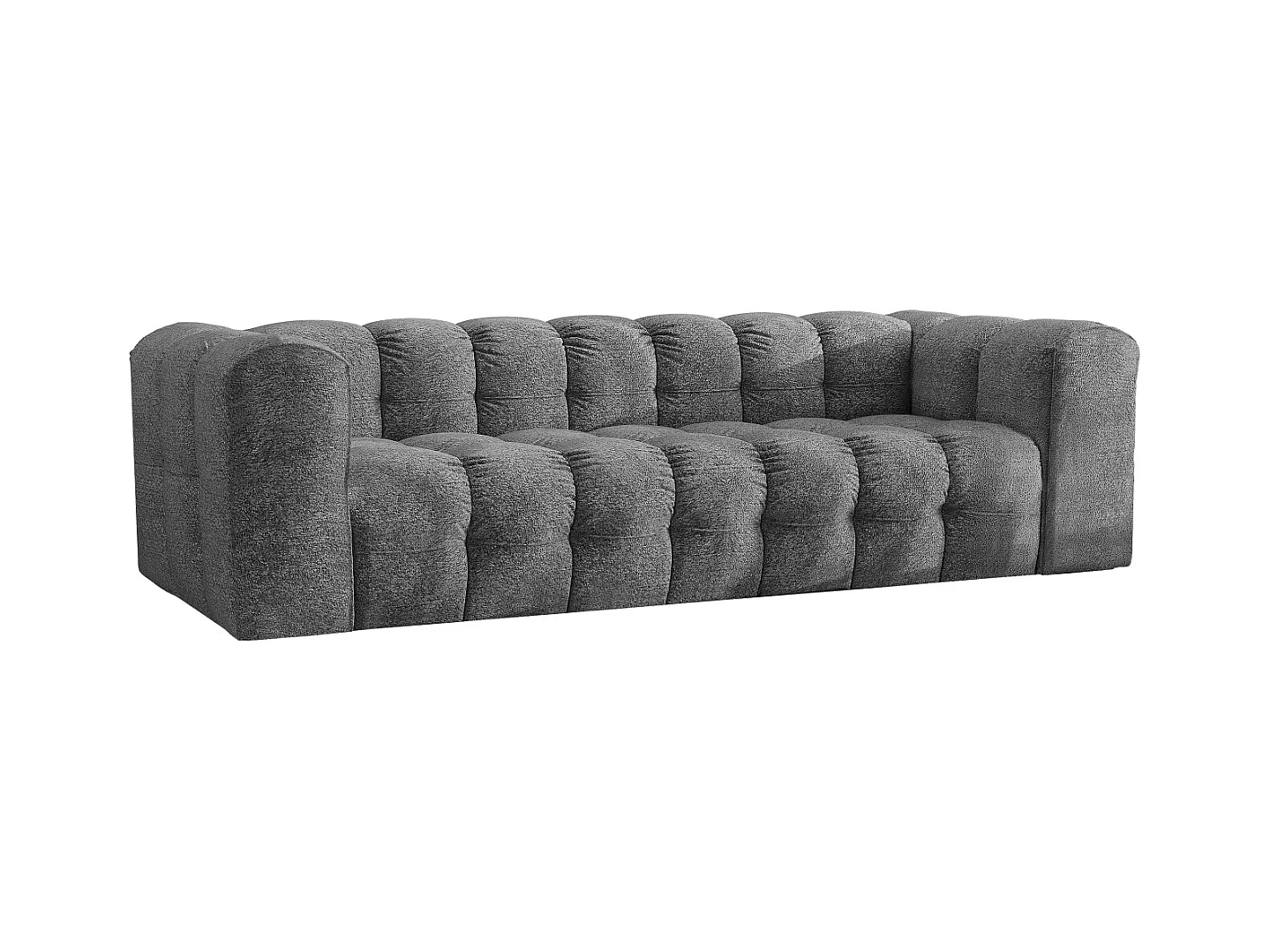 Sofa 4-Sitzer, Komfort Couch BALOO, stoff Schenille & Bouclé, Anthrazit