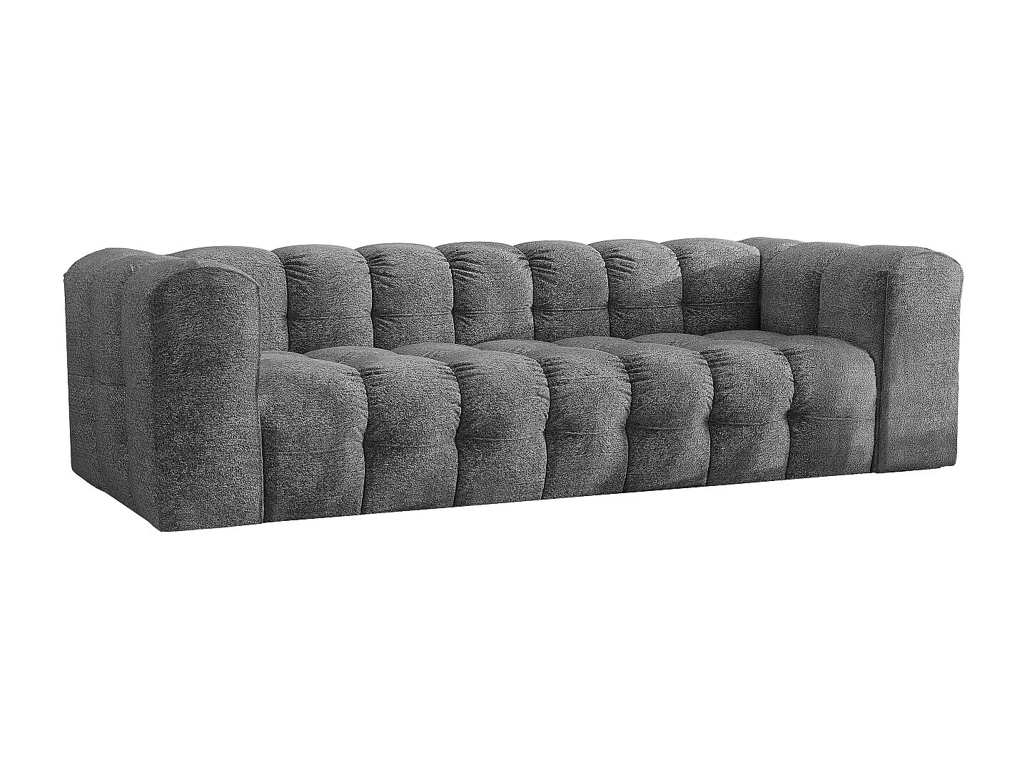Sofa 4-Sitzer, Komfort Couch BALOO, stoff Schenille & Bouclé, Anthrazit