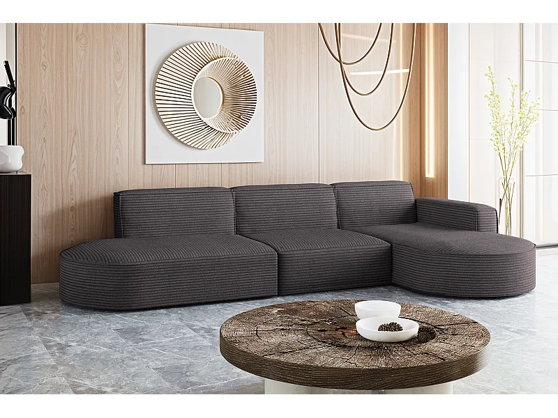 Hoekbank, Modena L-vorm, stof Poso, donkergrijs, rechts