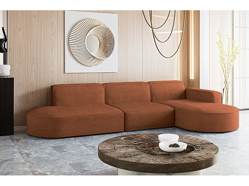 Ecksofa, Modena L-Form, Stoff Poso, Kupfer, Rechts