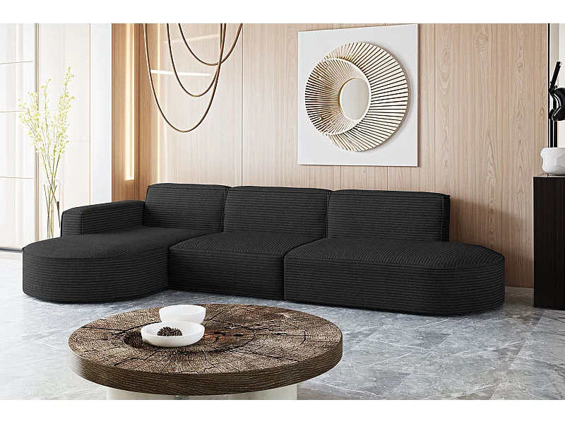 Hoekbank, Modena L-vorm, stof Poso, zwart, links