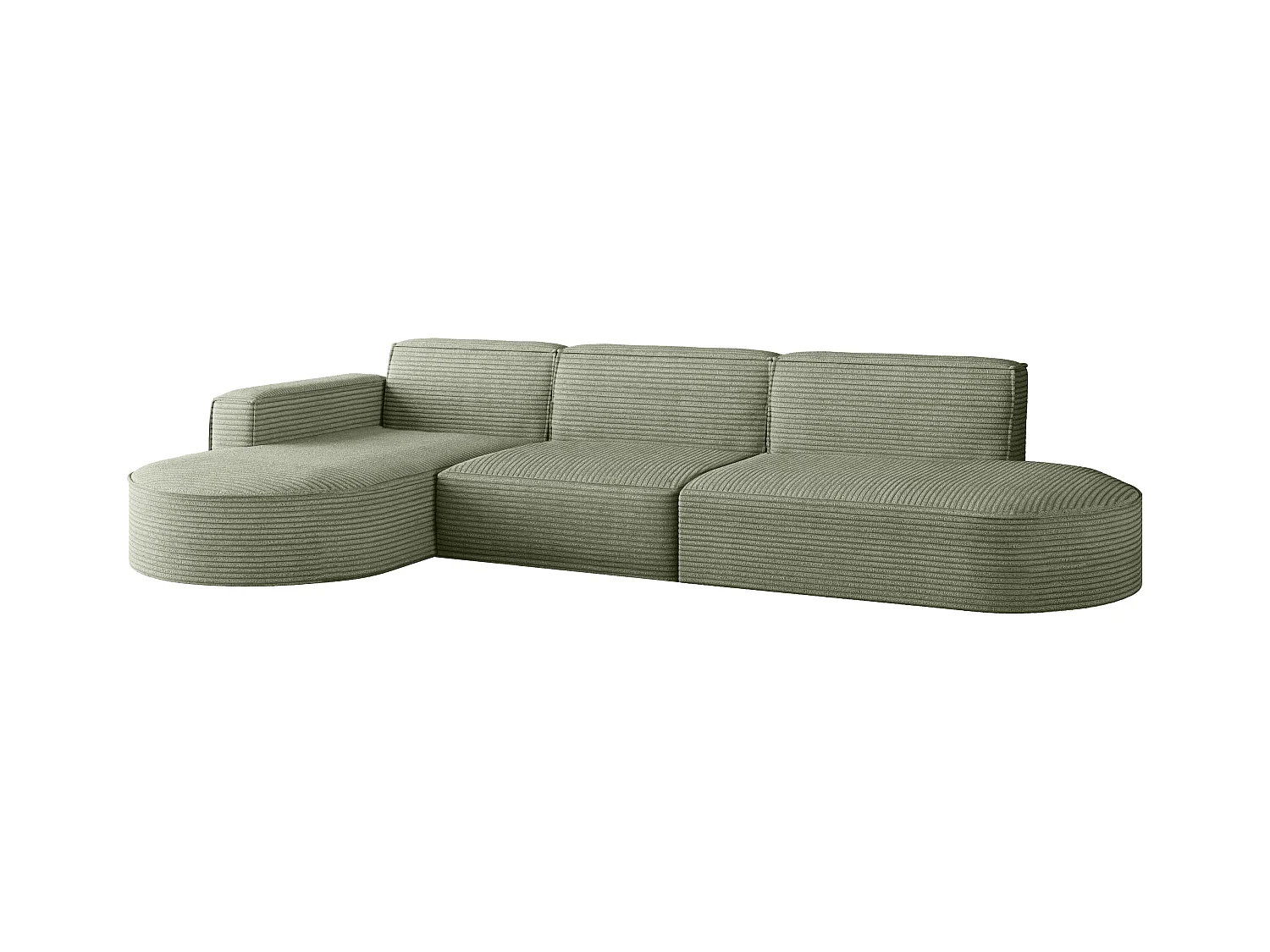Canapé d'angle Modena en L, tissu Poso, vert clair, gauche