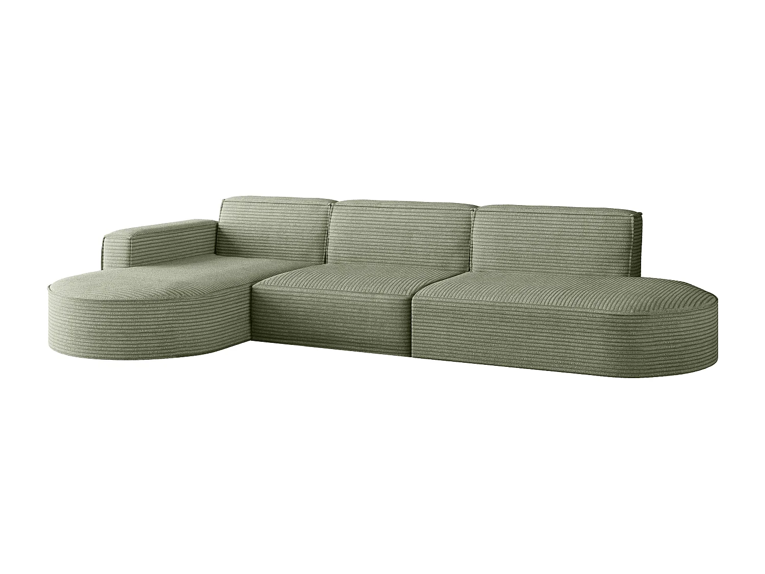 Canapé d'angle Modena en L, tissu Poso, vert clair, gauche