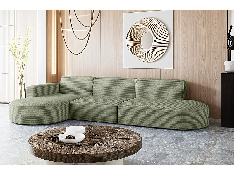 Ecksofa, Modena L-Form, Stoff Poso, Hellgrün, Links