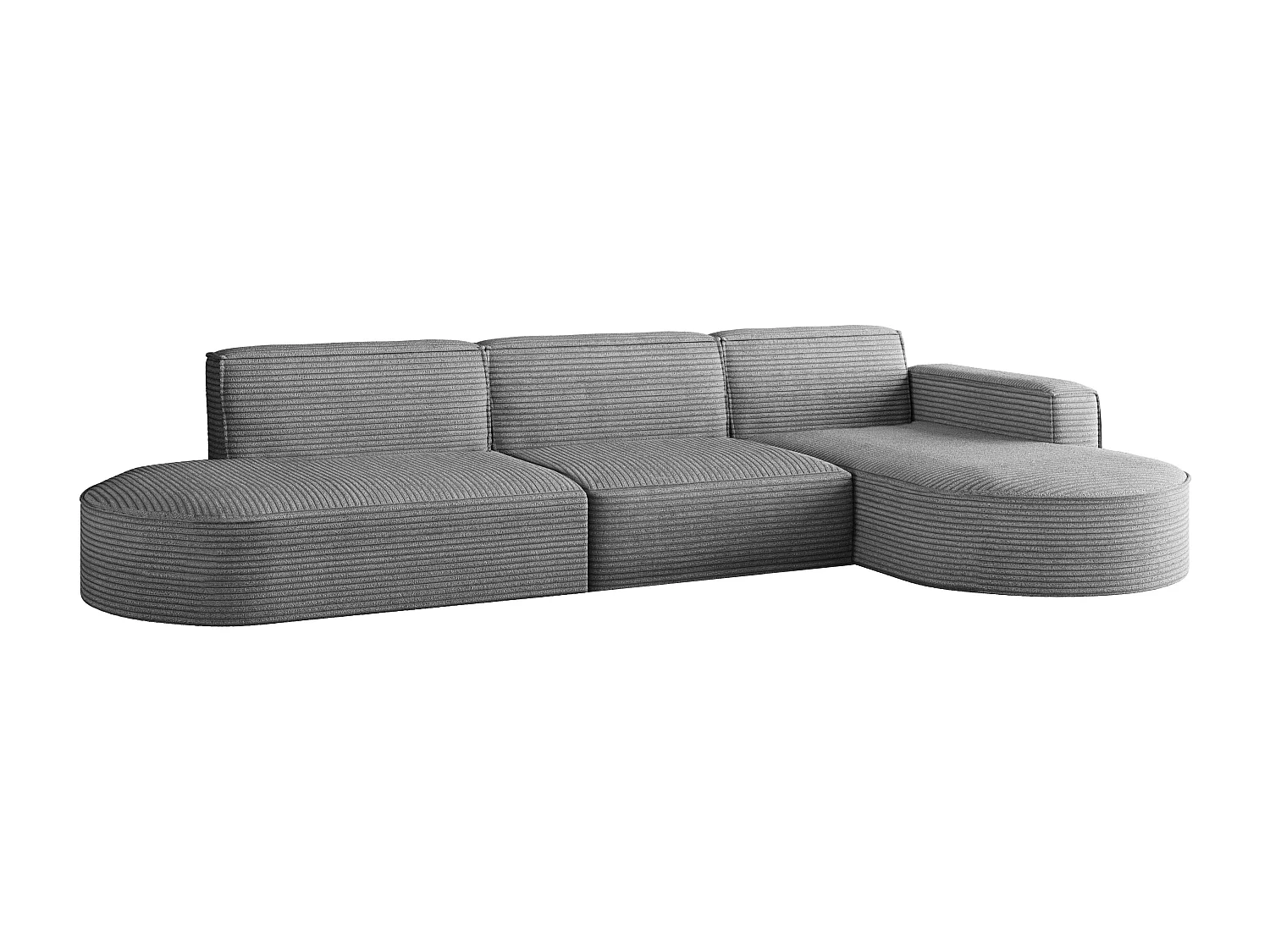 Canapé d'angle Modena en L, tissu Poso, gris, droit