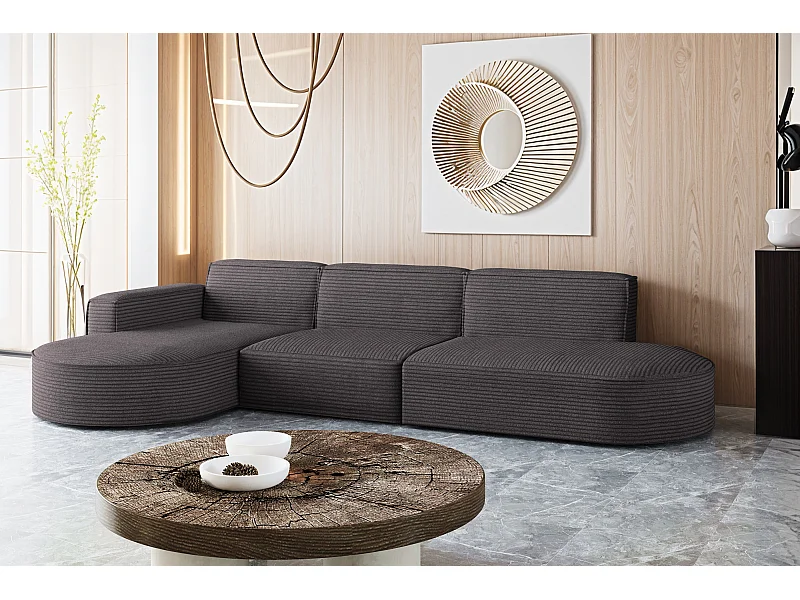 Divano angolare, Modena a L, tessuto Poso, grigio scuro, sinistro
