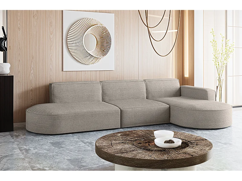 Ecksofa, Modena L-Form, Stoff Poso, Hellbraun, Rechts