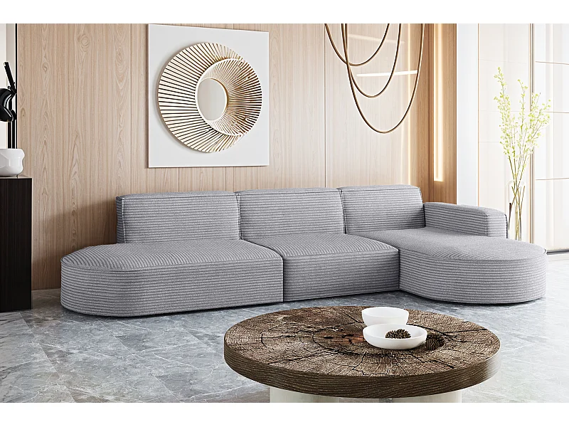 Ecksofa, Modena L-Form, Stoff Poso, Hellgrau, Rechts