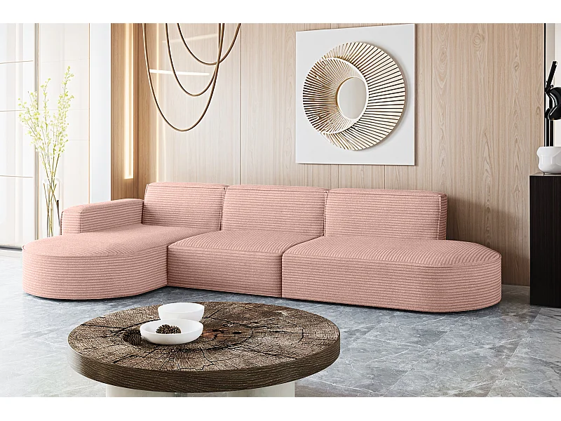 Ecksofa, Modena L-Form, Stoff Poso, Rosa, Links