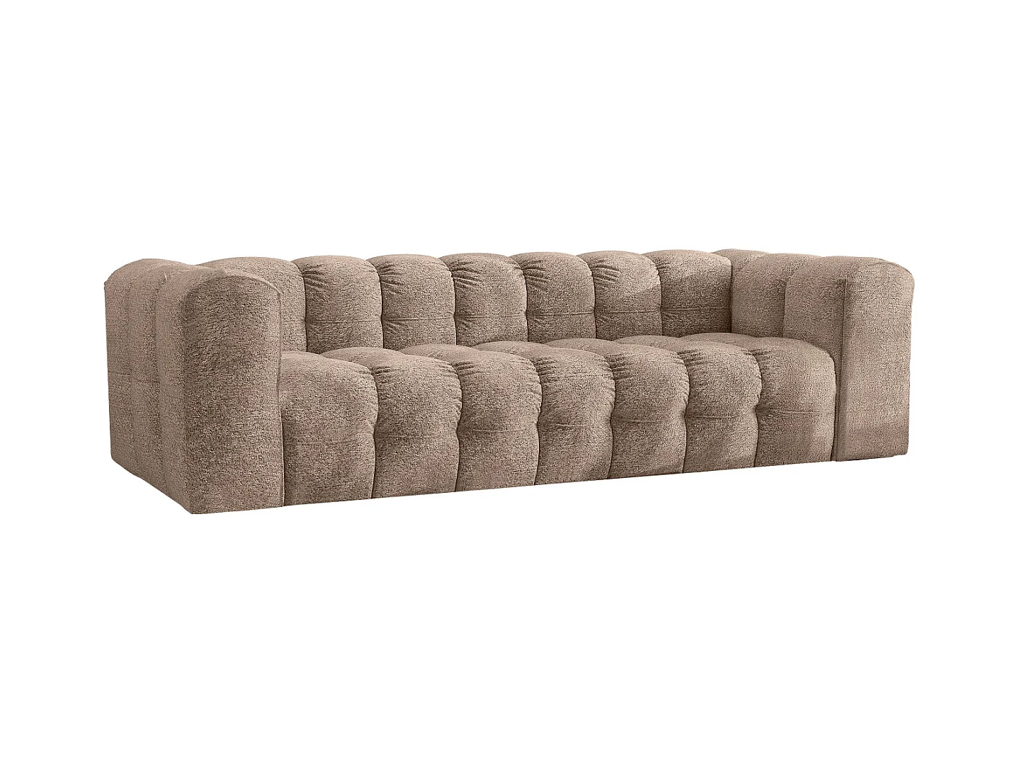 Sofa 4-Sitzer, Komfort Couch BALOO, stoff Schenille & Bouclé, Dunkelbeige