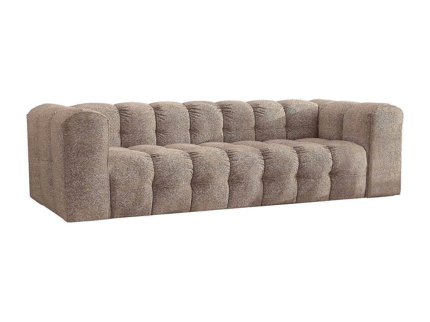 Sofa 4-Sitzer, Komfort Couch BALOO, stoff Schenille & Bouclé, Dunkelbeige