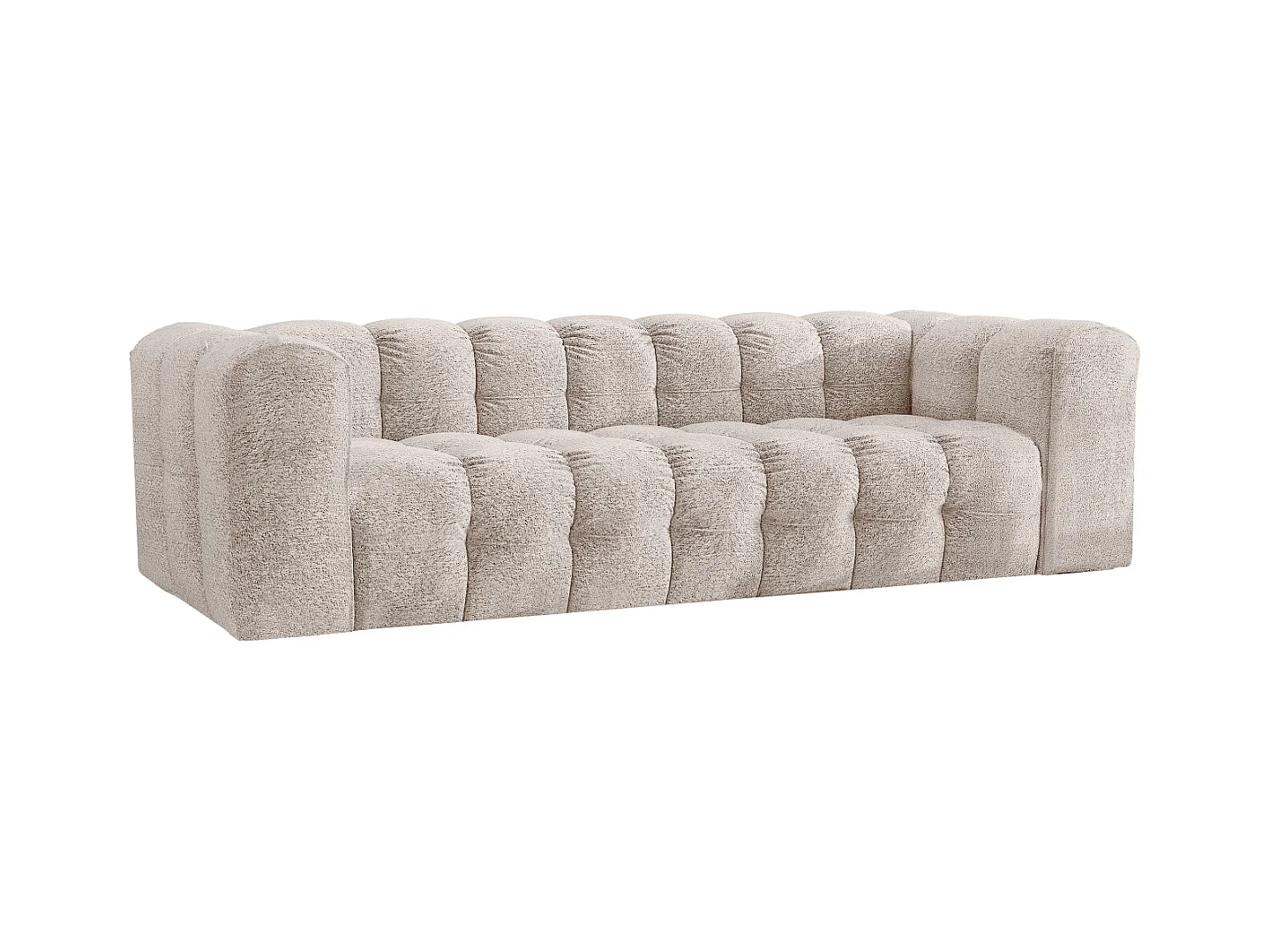 Sofa 4-Sitzer, Komfort Couch BALOO, stoff Schenille & Bouclé, Ecru