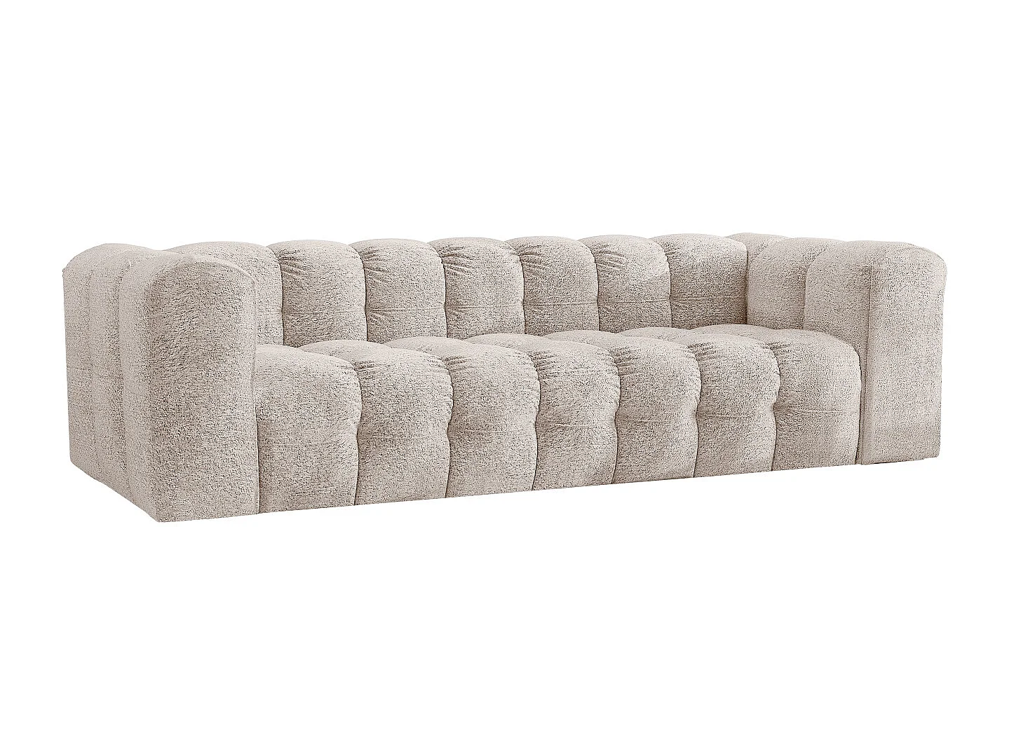 Sofa 4-Sitzer, Komfort Couch BALOO, stoff Schenille & Bouclé, Ecru