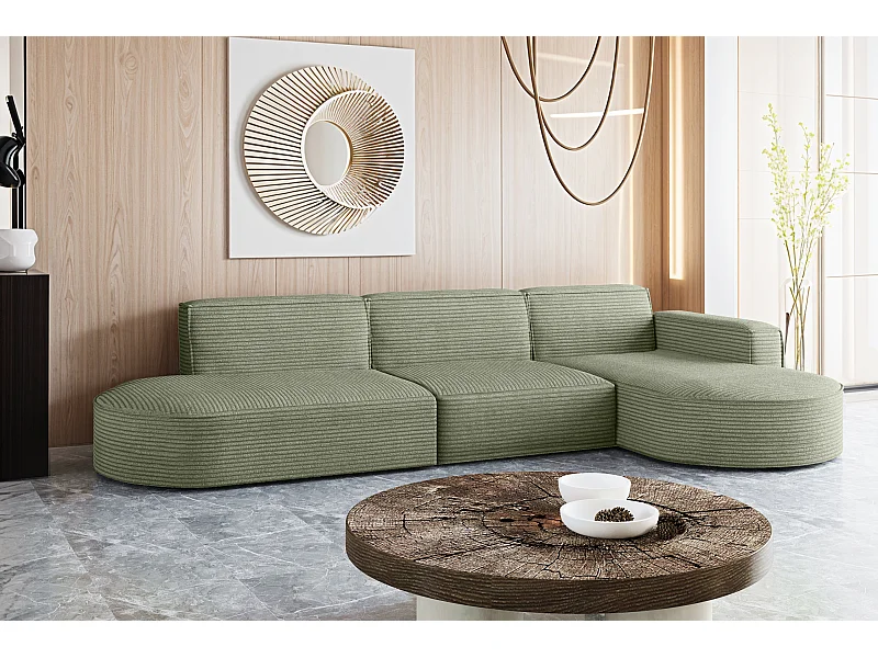 Ecksofa, Modena L-Form, Stoff Poso, Hellgrün, Rechts