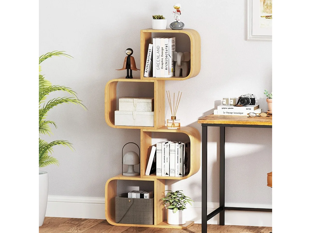 Schlankes Bücherregal Vertikales Regal aus Bambus