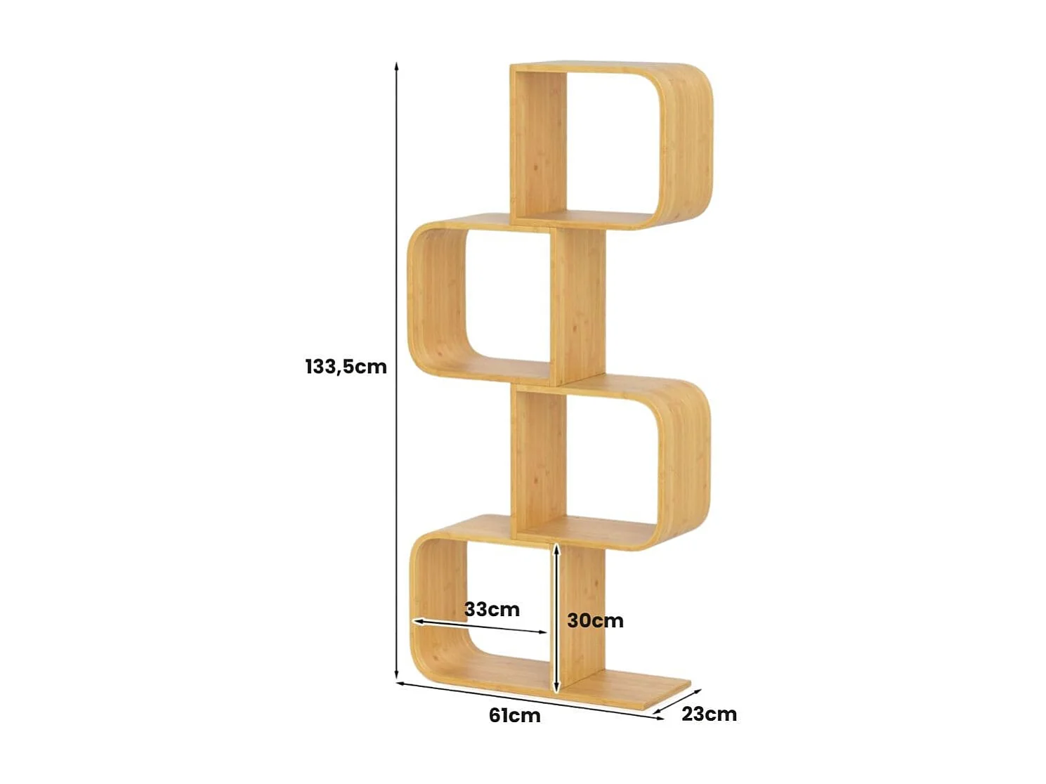Schlankes Bücherregal Vertikales Regal aus Bambus