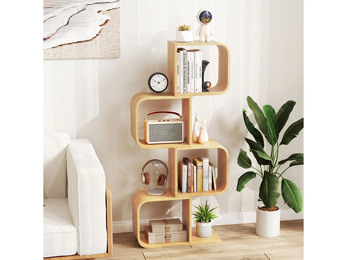 Schlankes Bücherregal Vertikales Regal aus Bambus