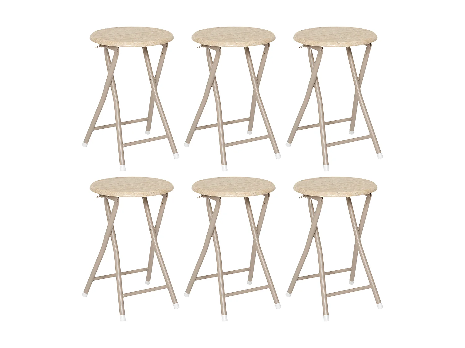 Tabouret Pliant Terra Nova - Lot De 6 Blanc, Beige