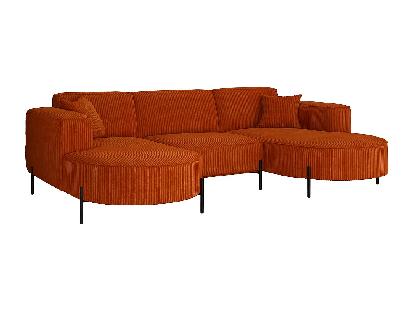 Hoekbank, Sofa Designer Modena U Pure stof Poso Copper