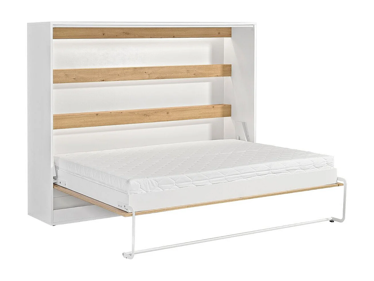 Lit escamotable Perfect 140x200 un horizontal qui allie design et fonctionnalité avec matelas chêne + blanc