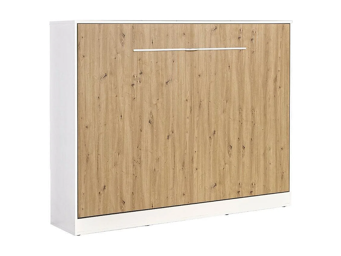 Lit escamotable Perfect 140x200 un horizontal qui allie design et fonctionnalité avec matelas chêne + blanc