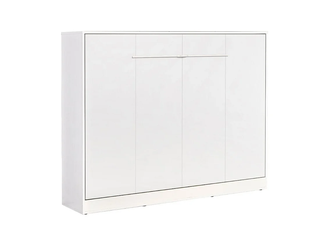 Lit escamotable Perfect 140x200 horizontal qui allie design et fonctionnalité avec matelas Blanc