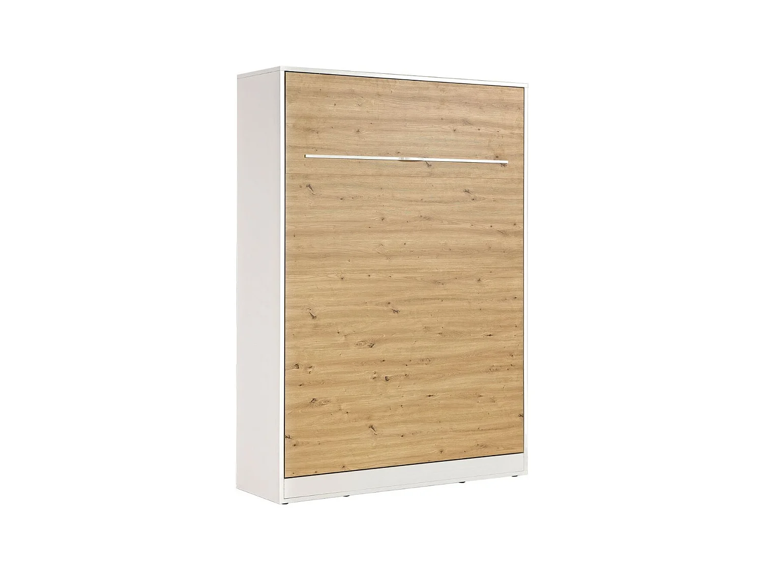 Lit armoire vertical parfait 140x200 qui allie design et fonctionnalité avec matelas en chêne + blanc