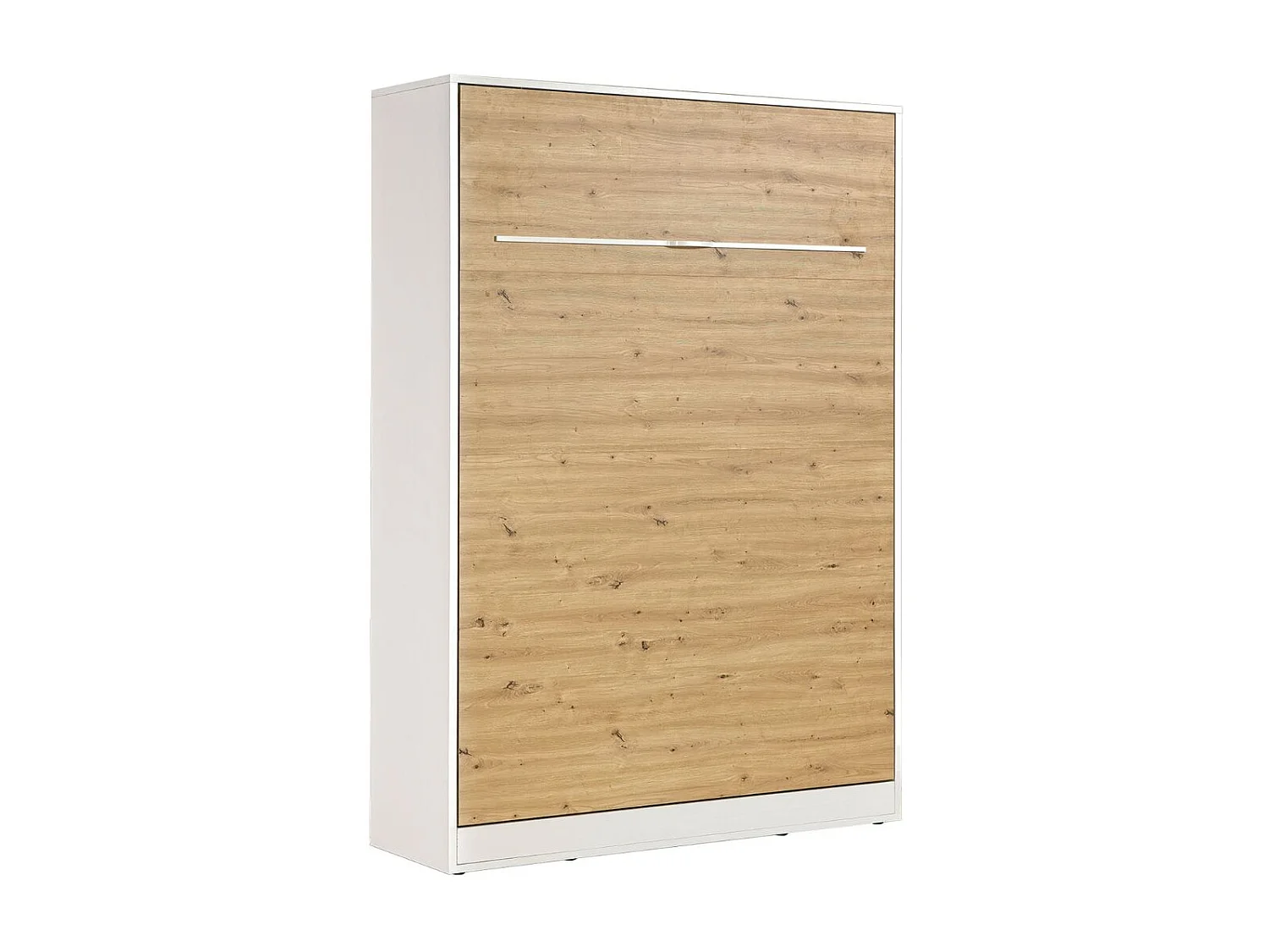 Lit armoire vertical parfait 140x200 qui allie design et fonctionnalité avec matelas en chêne + blanc