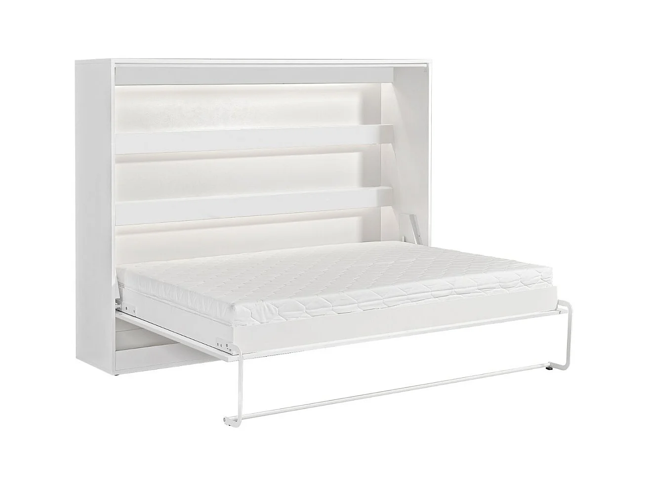 Lit escamotable Perfect 140x200 un horizontal qui allie design et fonctionnalité Blanc