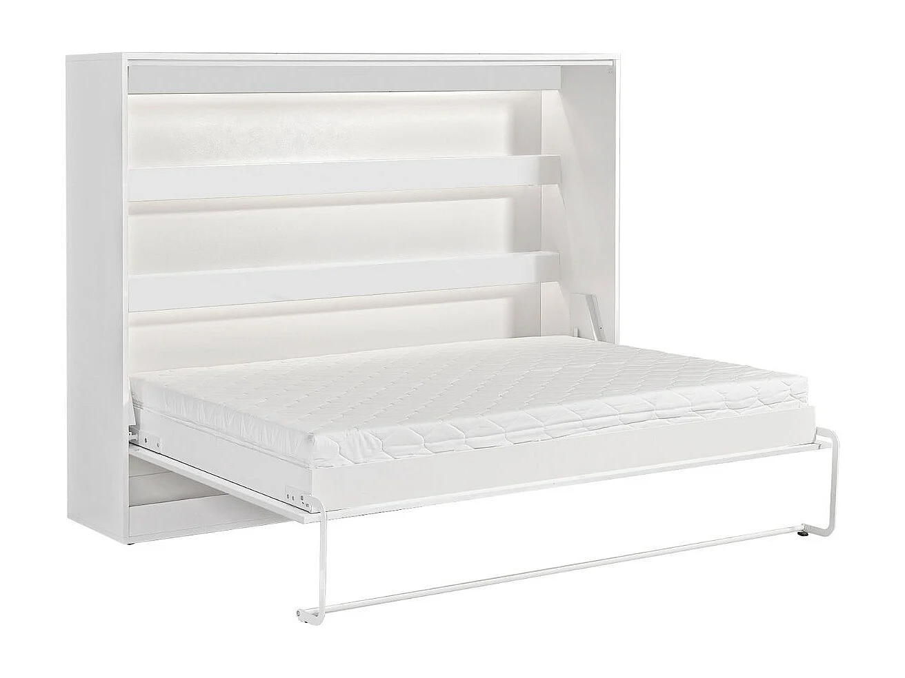 Lit escamotable Perfect 140x200 un horizontal qui allie design et fonctionnalité Blanc