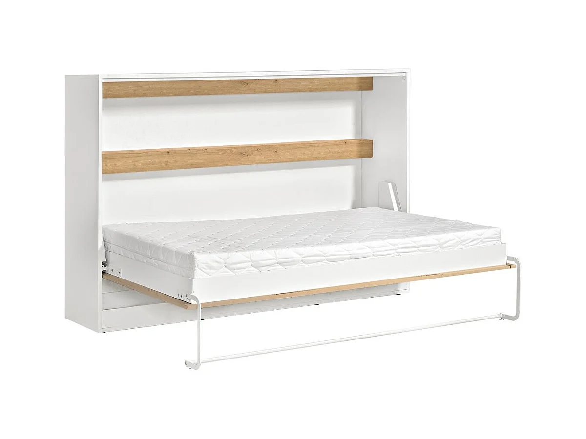 Lit escamotable Perfect 120x200 un horizontal qui allie design et fonctionnalité Chêne + Noir