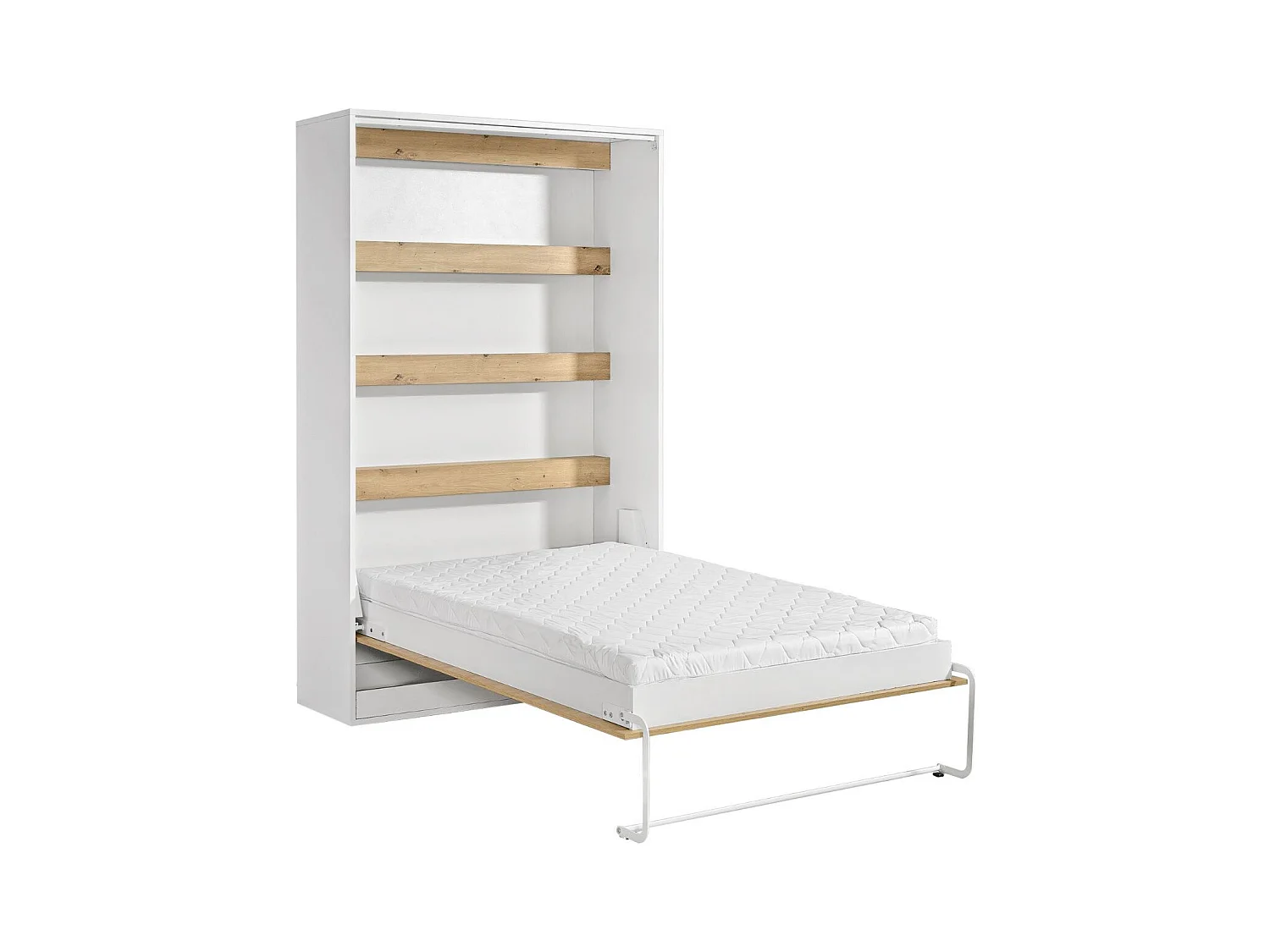 Lit escamotable vertical parfait 120x200 qui allie design et fonctionnalité avec matelas en chêne + noir