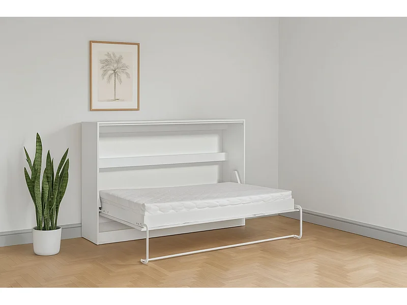 Murphy bed Perfect 120x200 een horizontaal bed dat design en functionaliteit combineert met matras Wit