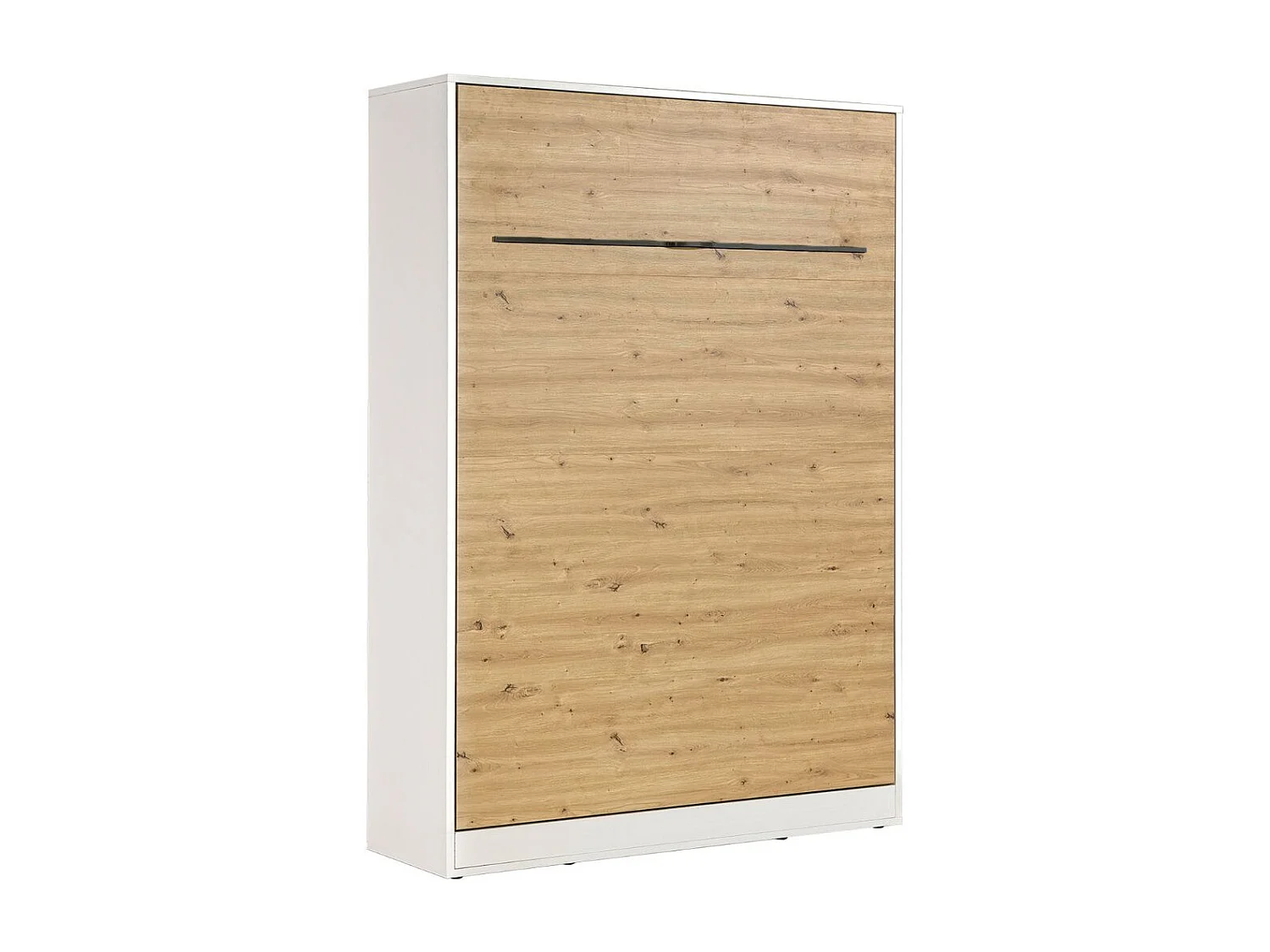 Lit armoire vertical parfait 140x200 qui allie design et fonctionnalité avec matelas en chêne + noir