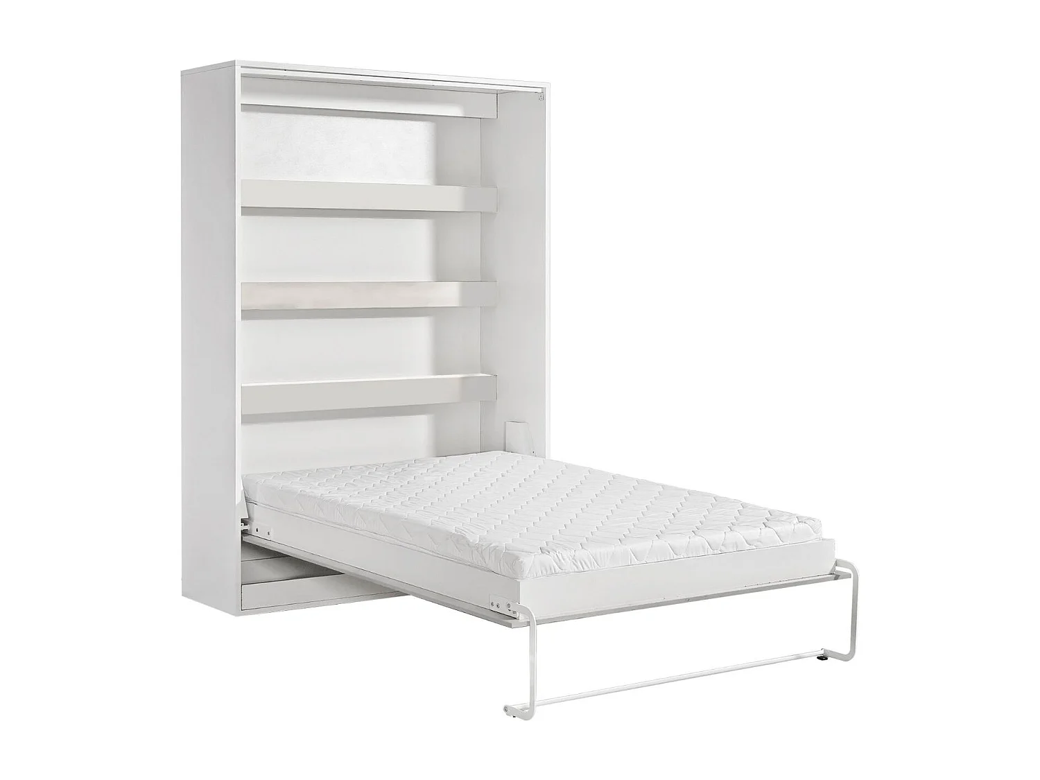 Lit armoire vertical parfait 140x200 qui allie design et fonctionnalité avec matelas blanc+noir