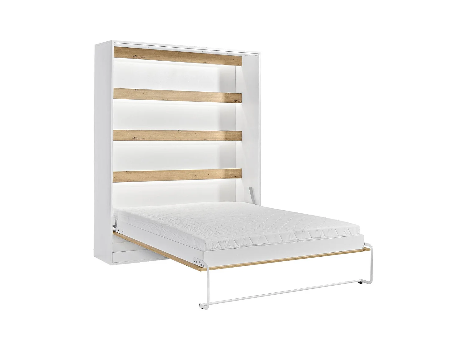 Lit armoire vertical parfait 160x200 qui allie design et fonctionnalité Chêne + Noir