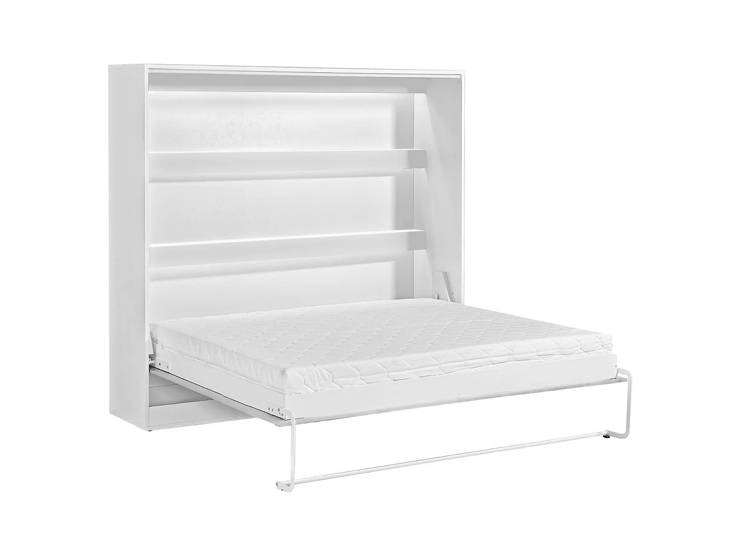 Lit escamotable Perfect 160x200 un horizontal qui allie design et fonctionnalité Blanc