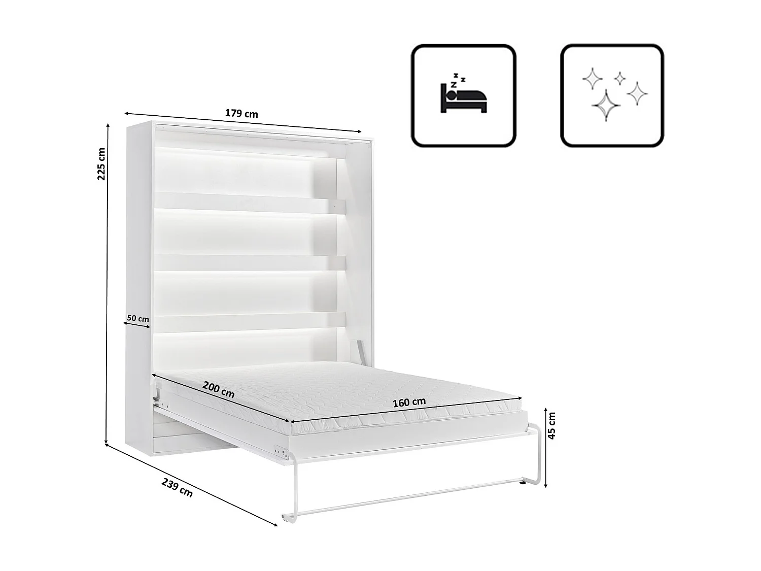 Murphy bed Perfect 160x200 een verticaal bed dat design en functionaliteit combineert Wit