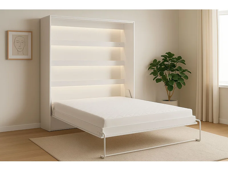 Murphy bed Perfect 160x200 een verticaal bed dat design en functionaliteit combineert Wit