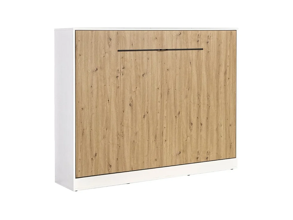 Lit escamotable Perfect 140x200 un horizontal qui allie design et fonctionnalité Chêne + Noir