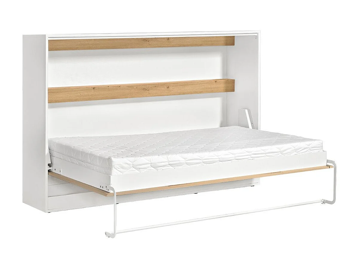 Schrankbett Perfekt 120x200 ein horizontales , das Design und Funktionalität vereint Eiche + Weiß