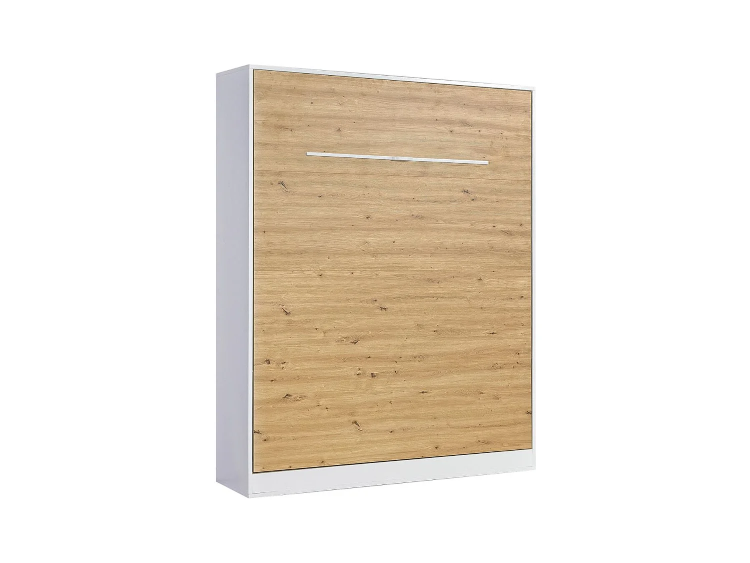 Lit armoire vertical parfait 160x200 qui allie design et fonctionnalité avec matelas en chêne + blanc