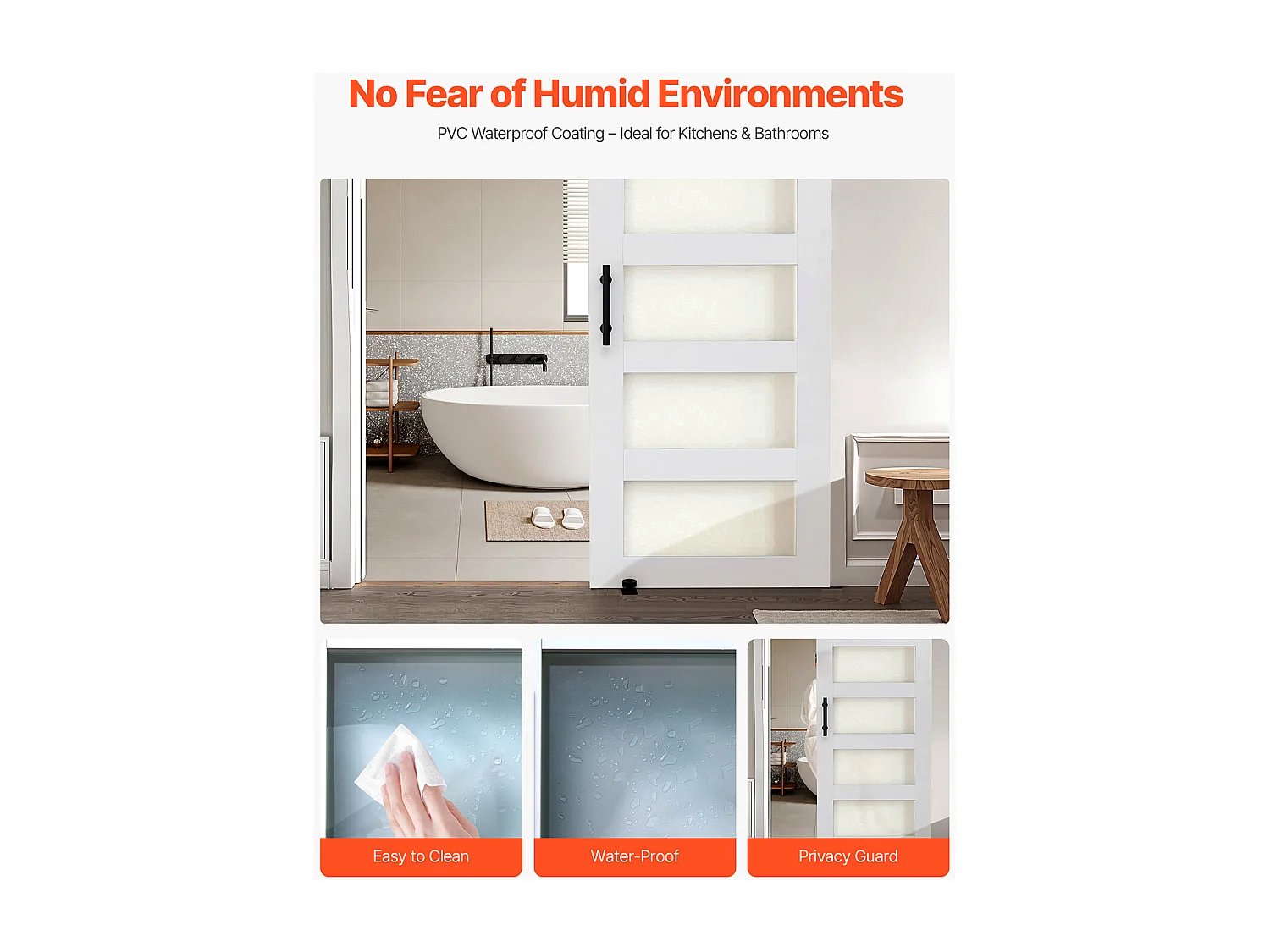 Schuur Schuifdeur SucceBuy, 81.3 x 213.4 cm, van MDF Paneel, Schuifdeurset met Beslagset, Waterdicht PVC Oppervlak