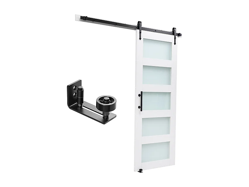 Schuur Schuifdeur SucceBuy, 81.3 x 213.4 cm, van MDF Paneel, Schuifdeurset met Beslagset, Waterdicht PVC Oppervlak