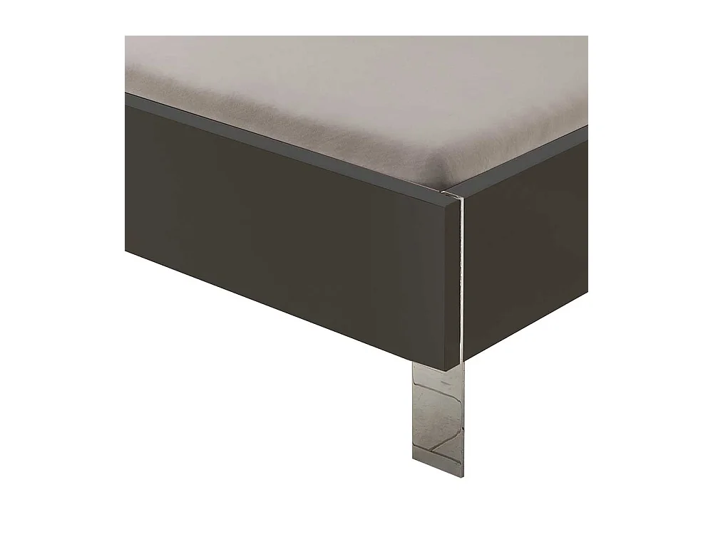 Bett in Dunkelgrau und Chromfarben Vierfußgestell aus Metall